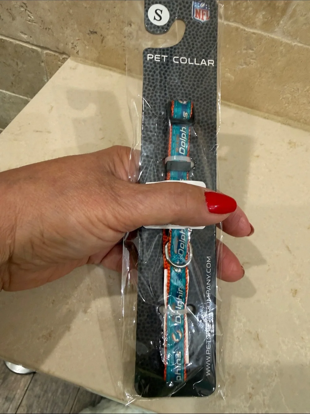 NFL Teal and Orange Dolphins Pet Collar SMALL